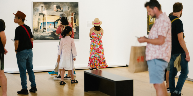 People viewing art at Auckland Art Gallery Toi o Tāmaki, 2023-24. Photography by David St George. 