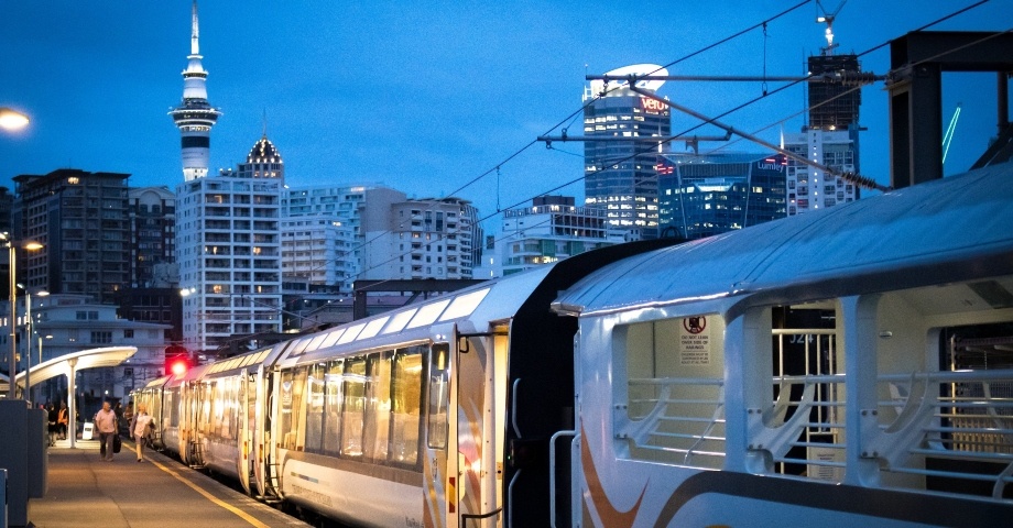 Train departing Auckland