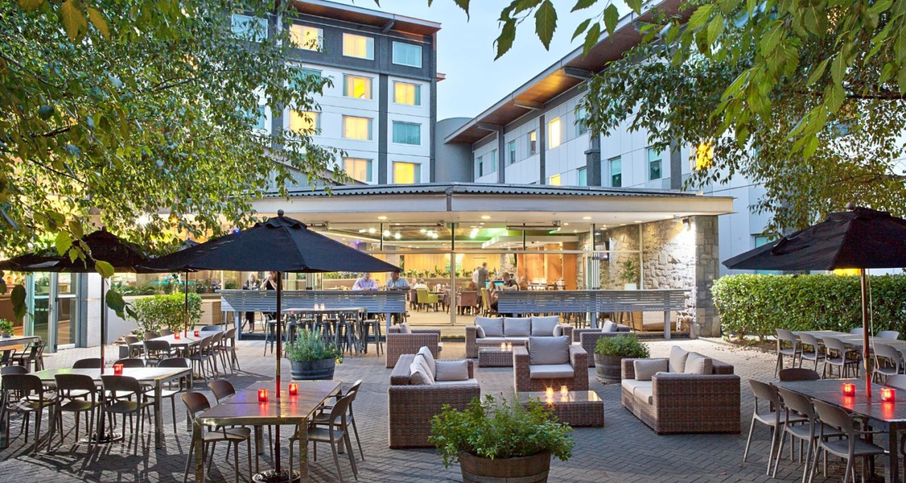 Outdoor acacia garden at the Ibis Auckland Ellerslie hotel.