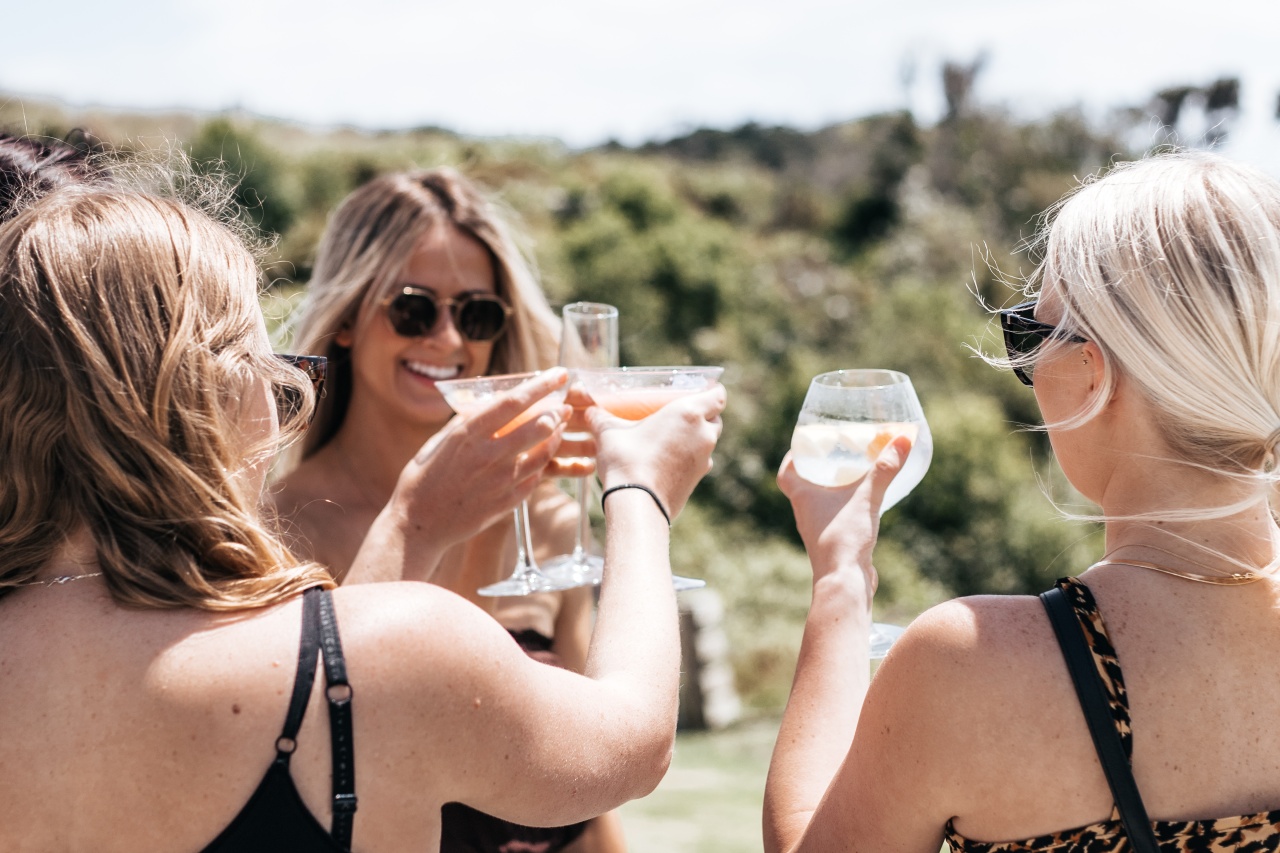 3 girls with wine glasses