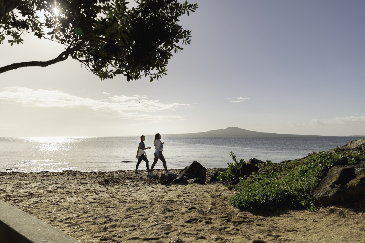 Women on a morning beach walk